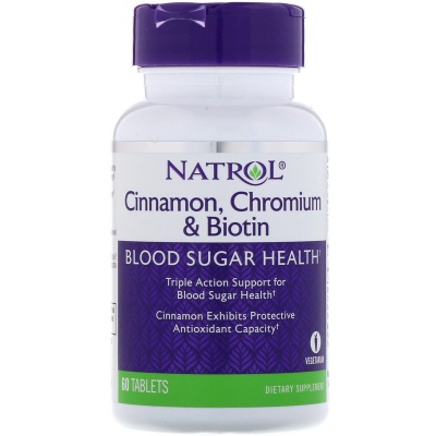 Витамины NATROL Cinnamon Chromium + Biotin 60 таблеток