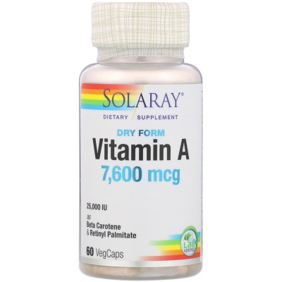Витамины Solaray Vitamin A 7600 мг 60 капсул