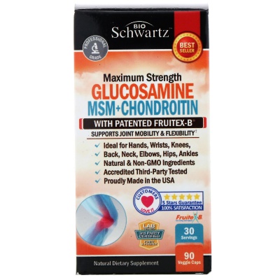Хондропротектор BioSchwartz Maximum Strength Glucosamine MSM+Chondroitin 90 капсул