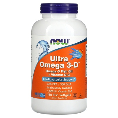 Антиоксидант NOW Ultra Omega 3D 600 EPA 300 DHA  180 капсул