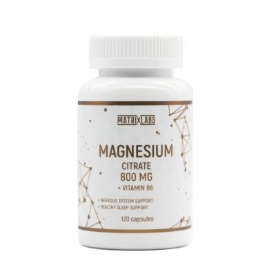 Витамины Matrix Labs Magnesium Citrate 800 мг B6 120 капсул