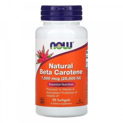 Витамины NOW Natural Beta Carotene 90 капсул